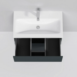 База под раковину AM.PM GEM, подвесная, 75 см, 2 ящика push-to-open, графит матовый
