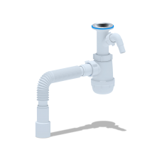 Сифон Ани Грот 1.1/2"х40 с литым вып.,c отводом д/стир.машины,с гибк.труб. 40х40/50