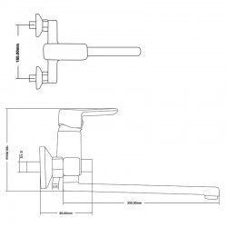 Смеситель ванна MELODIA Etude картридж д.35мм длинный излив 35см