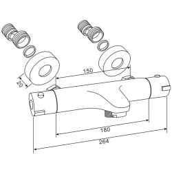 Смеситель ванна MELODIA Rock термостатический без аксессуаров хром