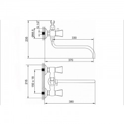 Смеситель ванна MELODIA Lucia длинный излив люкс резина