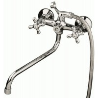 Смеситель ванна MELODIA Galateo длинный излив крест керамика