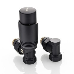 Комплект терморегулирующего оборудования для радиатора угловой 1/2 ", черный