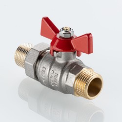 Кран шаровой BASE-ГОСТ со сгоном с рукояткой-бабочкой нар.-нар. DN15, PN40, 1/2"