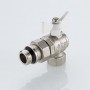 Кран шаровой BASE-ГОСТ угл со сгоном и штуцером с белой рукояткой-бабочкой вн.-нар. DN15, PN40, 1/2"