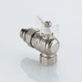Кран шаровой BASE-ГОСТ угл со сгоном и штуцером с белой рукояткой-бабочкой вн.-нар. DN15, PN40, 1/2"