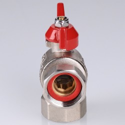 Кран шаровой BASE угловой с накидной гайкой 1/2" вн.-вн. (короткий)