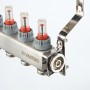 Коллекторный блок из НЕРЖ. стали с регул. клап. и расх., 1"х9 вых. Евроконус 3/4" (без сервис. гр.)