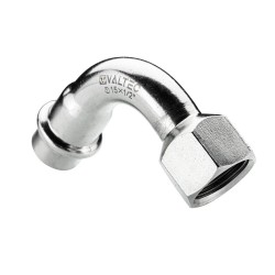 Отвод 90* с переходом на вн. р., нерж. сталь 28х3/4"