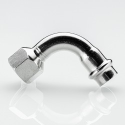 Отвод 90* с переходом на вн. р., нерж. сталь 28х3/4"