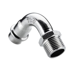 Отвод 90* с переходом на  нар. р., нерж. сталь 28х3/4"