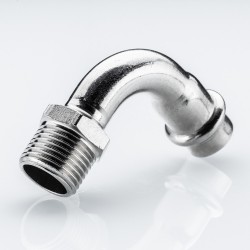 Отвод 90* с переходом на  нар. р., нерж. сталь 28х3/4"