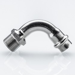 Отвод 90* с переходом на  нар. р., нерж. сталь 28х3/4"