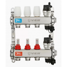 Коллекторная группа с расходомерами без кранов 1"x3/4" нержавеющая сталь 3 выхода