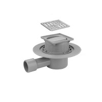 Душевой трап горизонтальный 50мм с сухим затвором решетка 100x100мм VIEIR