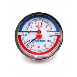 Термоманометр аксиальный Dn 80 мм 1/2, 120°C, 10 бар VIEIR