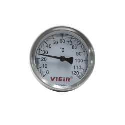 Термометр биметаллический d 63мм, с погружной гильзой 1/2 0-120℃ VIEIR