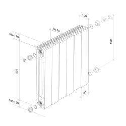 Радиатор биметаллический Royal Thermo PianoForte Bianco Traffico VDR 500 x 100 4 секции (нижнее подключение)
