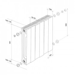 Дизайн-радиатор бимет. Royal Thermo PianoForte Bianco Traffico 500 x 100 - 12 секц.