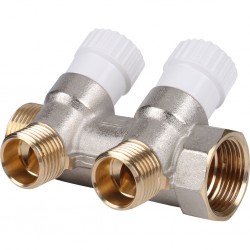 STOUT Коллектор распределительный 3/4", 2 отвода 1/2" плоское уплотнение