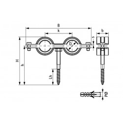 Хомут Cobra 3/4" (25-29 мм) двойной с уплотн. epdm, шпилька+дюбель, Walraven