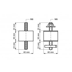 Виброгаситель M8 x 40 x 30 мм для профилей WM1, 15, 2, 30, Strut, Walraven
